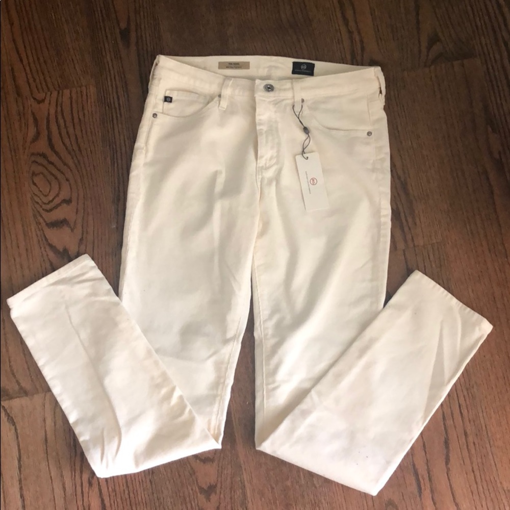 AG The Prima Mid-Rise Ecru Corduroy Jeans